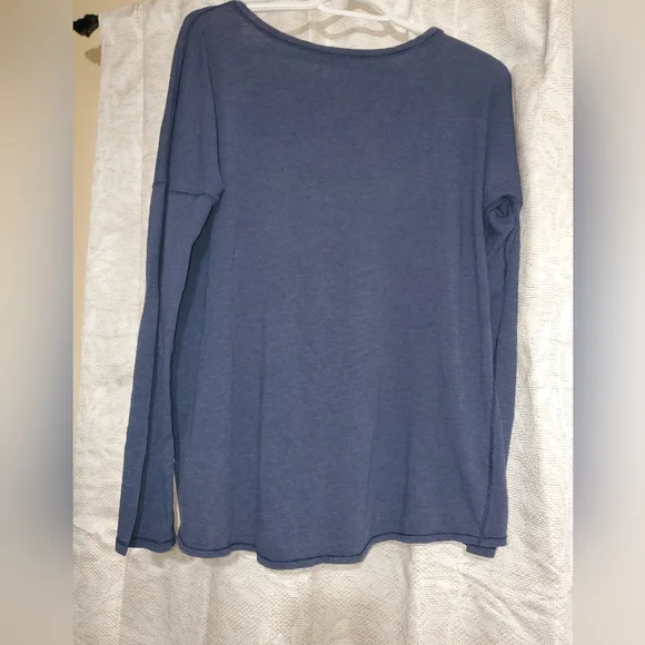 Lululemon Heathered Blue  Scoop Neck Long Sleeve L/XL High-Low - Picture 4 of 6
